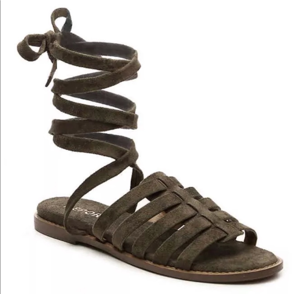 REPORT ZELLA lace up sandals olive green 8.5